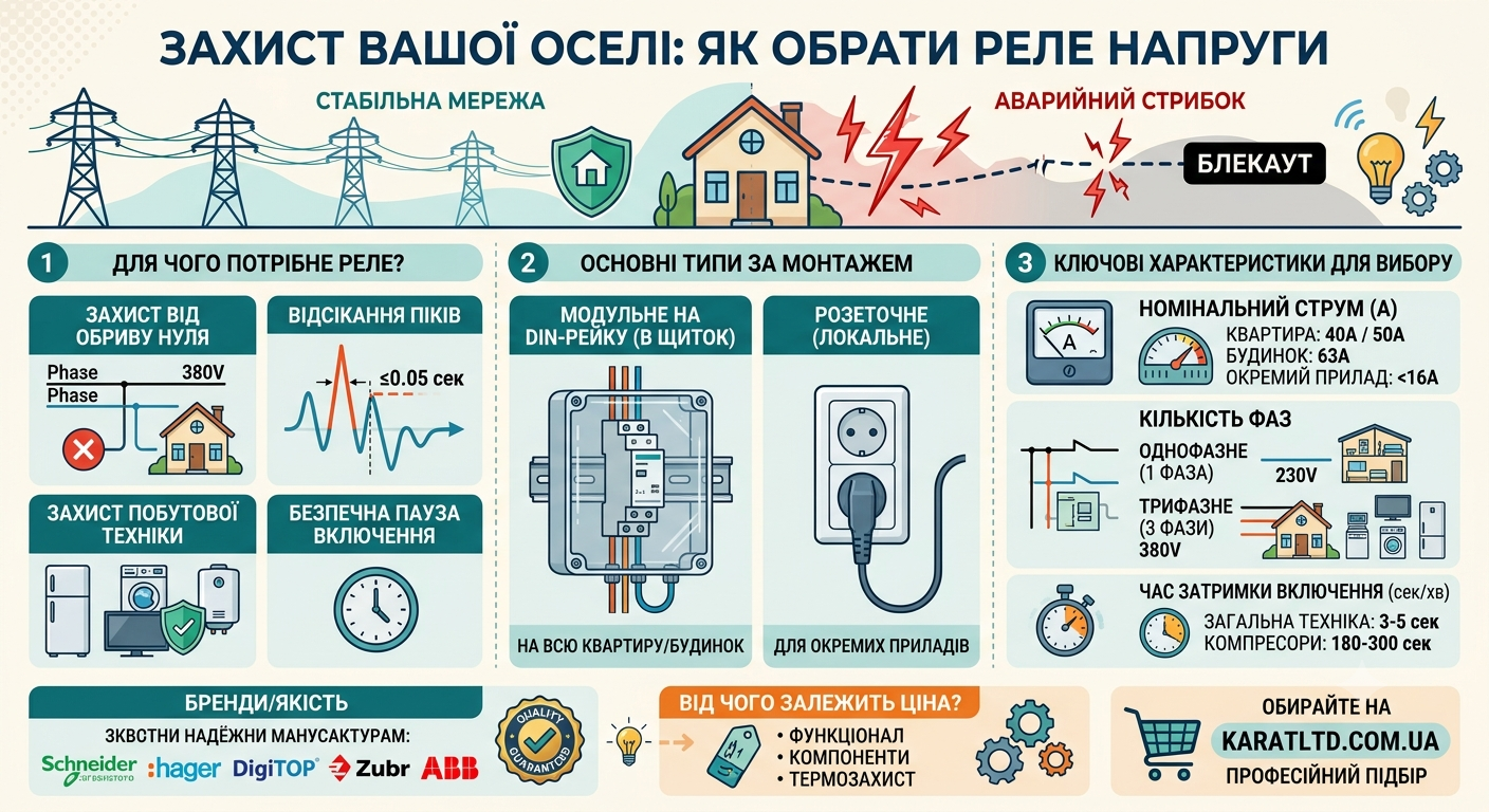 реле напруги для квартири та приватного будинку на Карат ЛТД